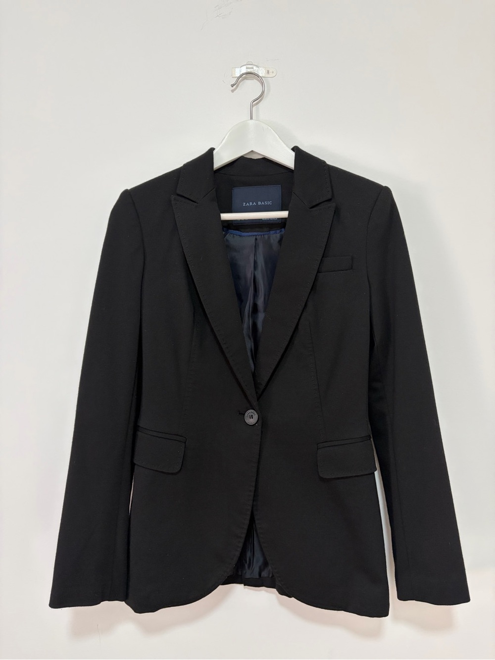 Zara Black Single-Button Tailored Blazer